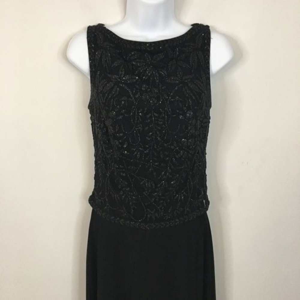 Tadashi Shoji Evening Gown 2 PC Beaded Sz 4 Black Special Occasion Maxi Dress - Picture 7 of 13